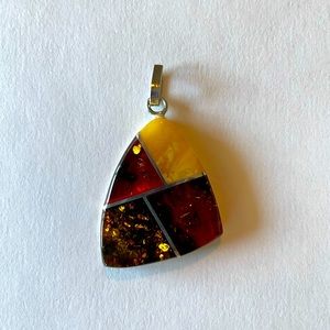 Amber and Sterling Silver Pendant